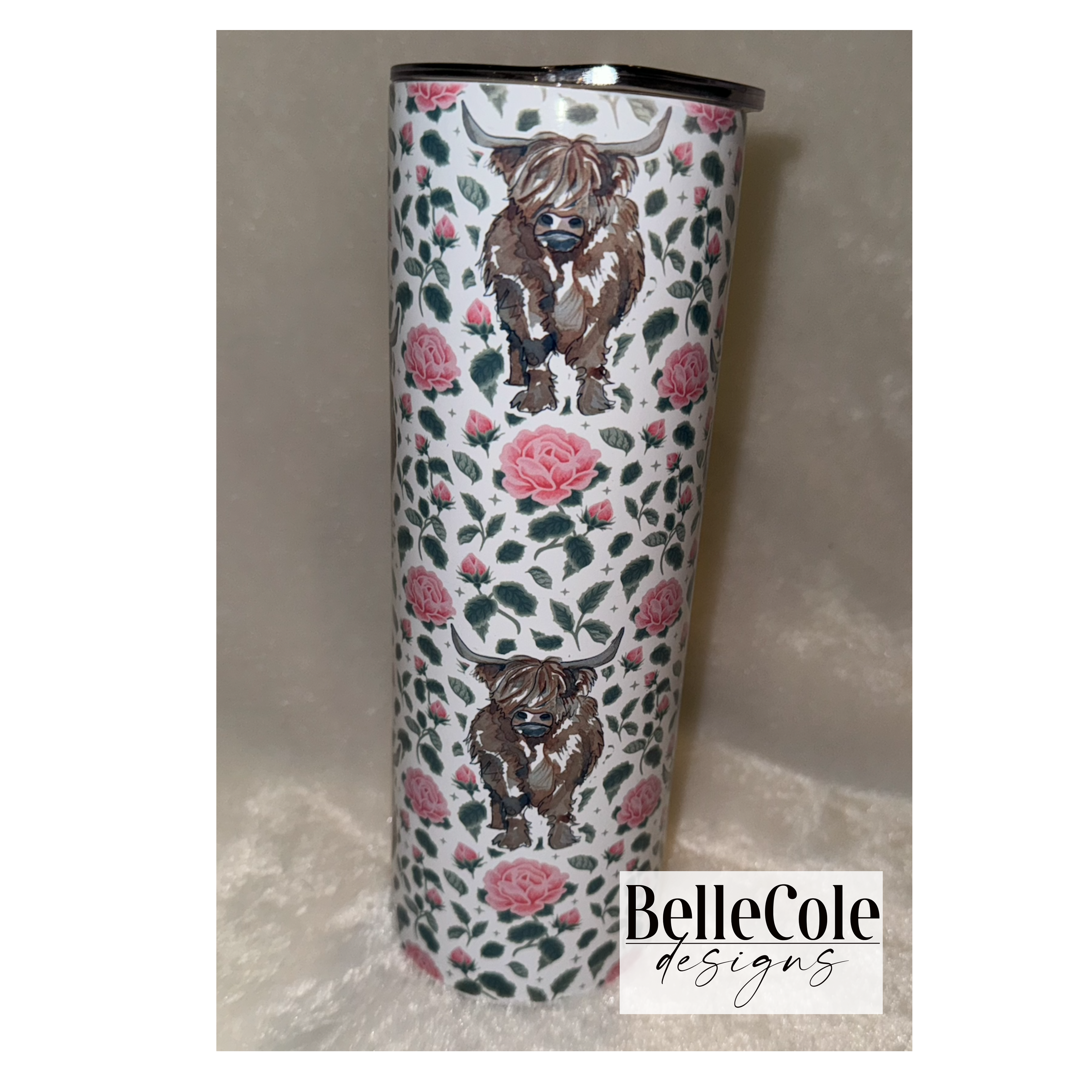 HIGHLAND COW/ROSE TUMBLER